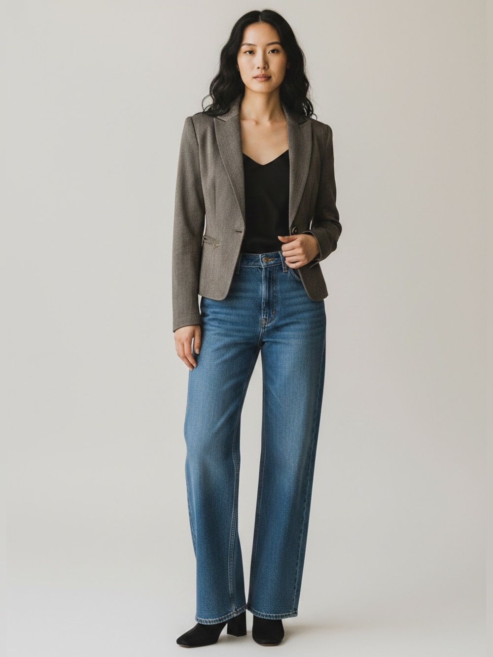 Signature by Larry Levine Herringbone Blazer